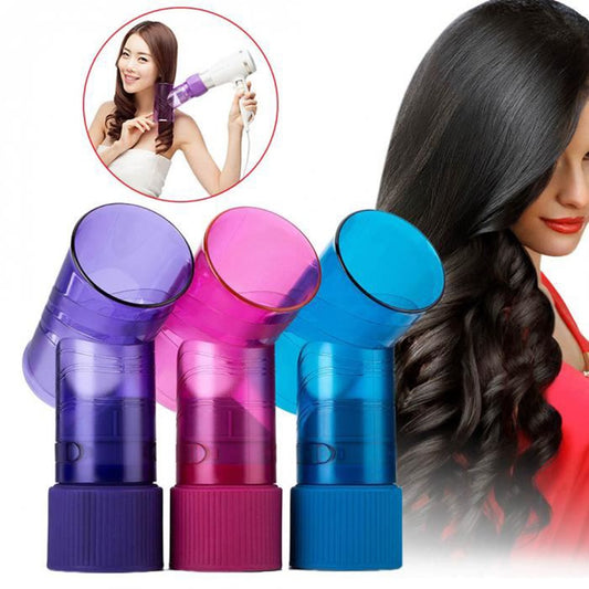 DIY Hair Dryer Curler Attachment in three vibrant colors