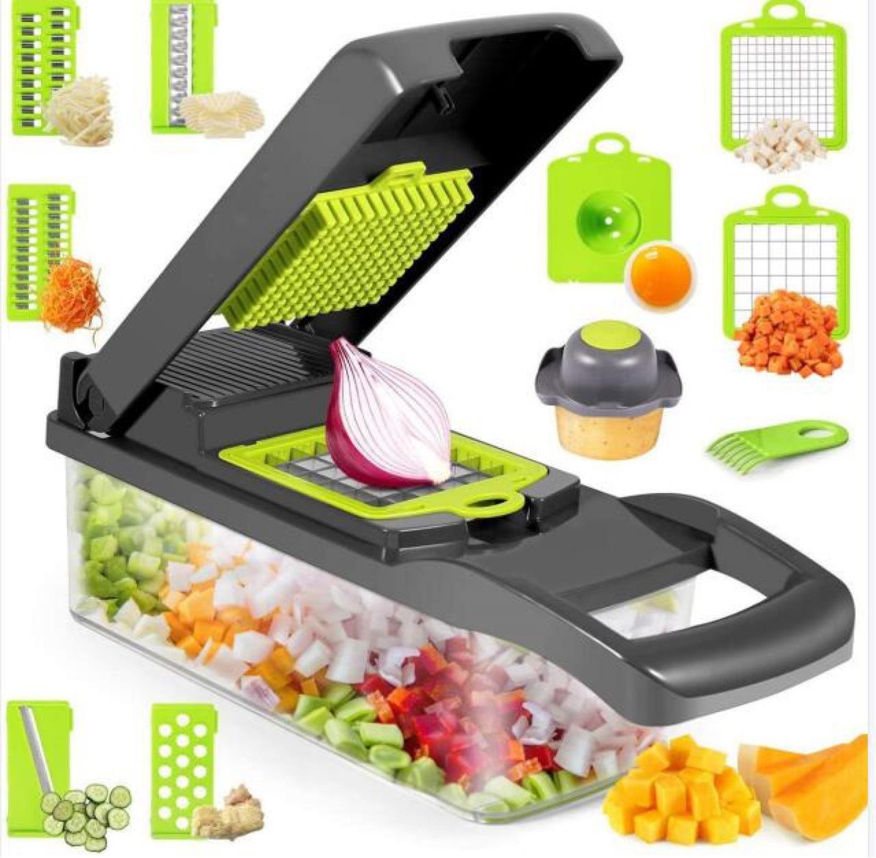 Efficient vegetable chopper with sharp blades, a must-have kitchen gadget for quick and easy chopping, slicing, and dicing of fruits and vegetables