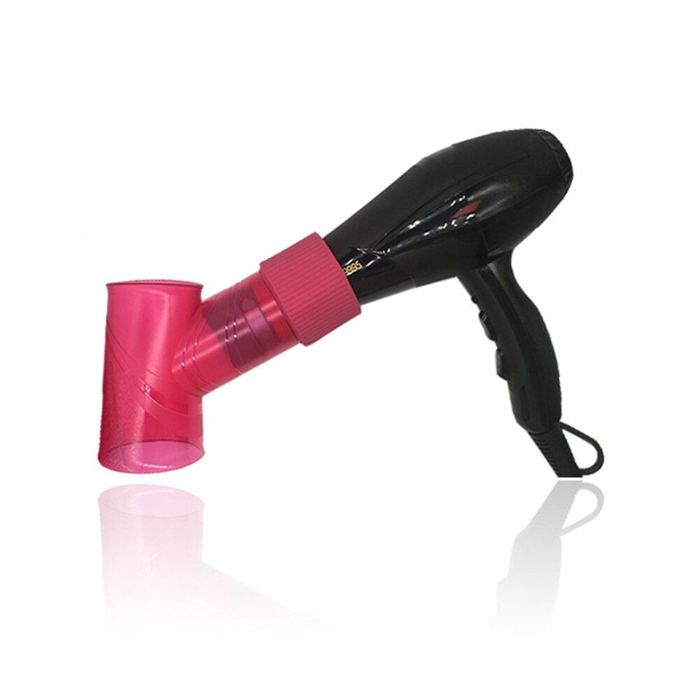 DIY curling nozzle attached to a hair dryer for salon-style curls at home.