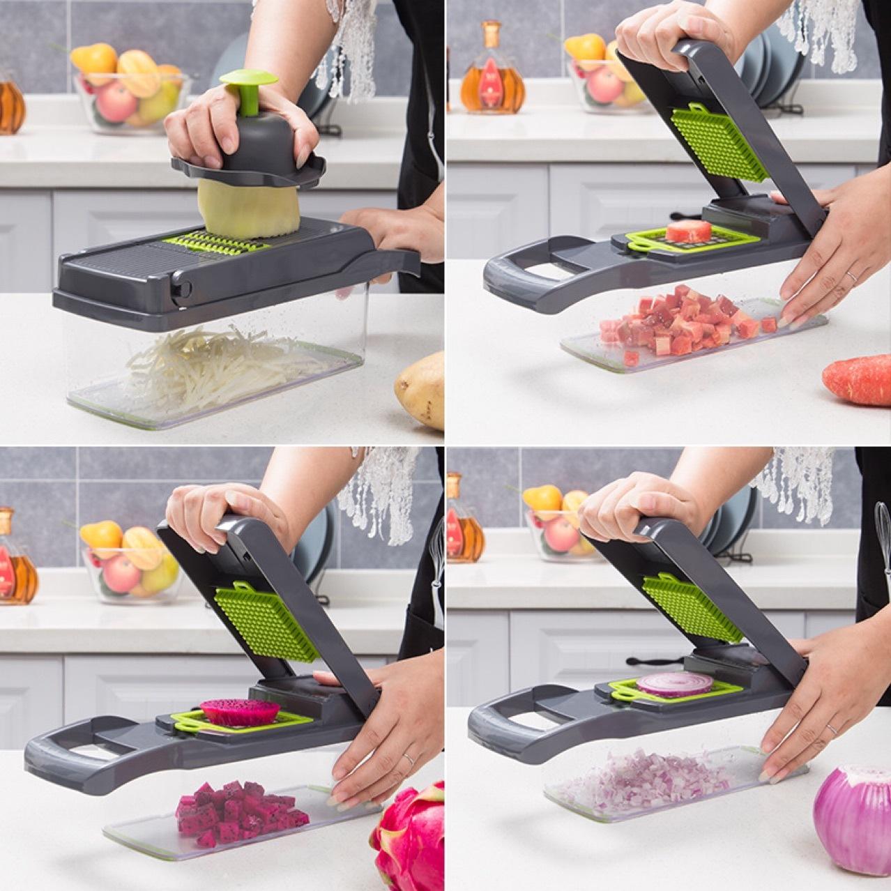 Efficient vegetable chopper with sharp blades, a must-have kitchen gadget for quick and easy chopping, slicing, and dicing of fruits and vegetables